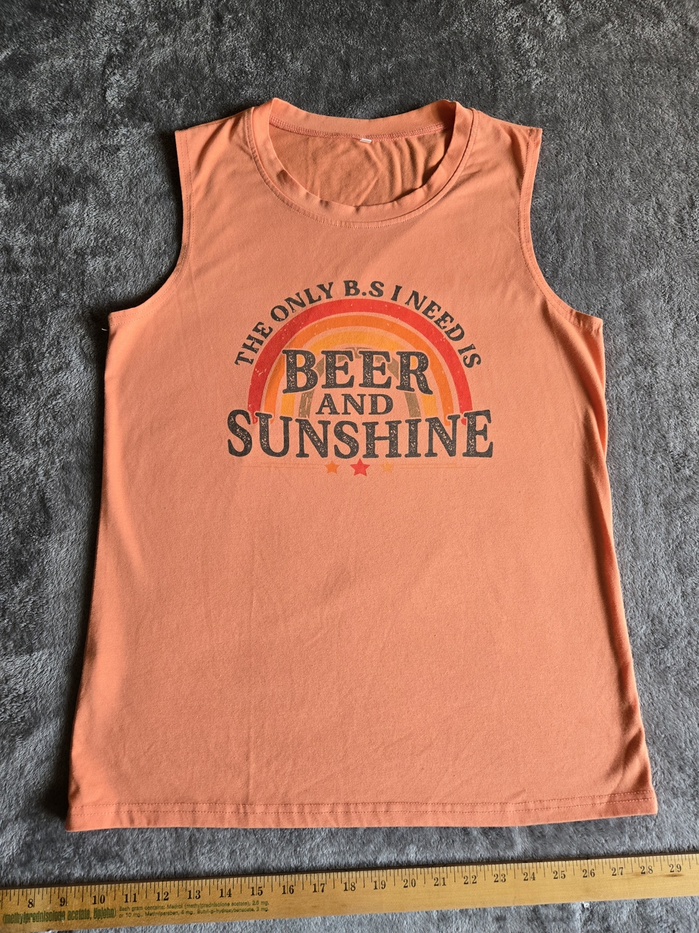 Beer and Sunshine Graphic Tank - Peach Casual Men's Muscle Tee